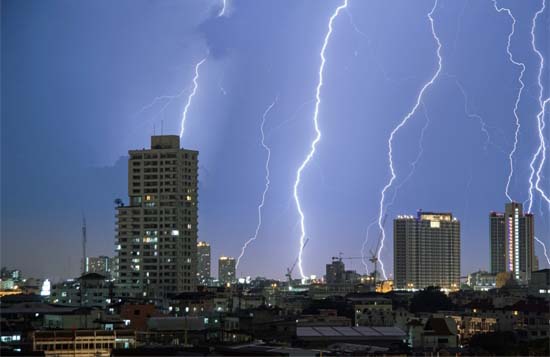 City Lightening Storm
